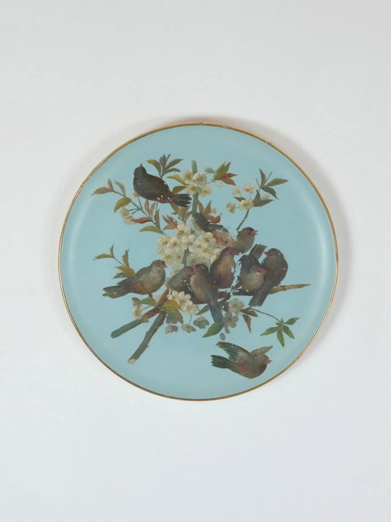 Antik madaras fali tányér az 1800-as évek végéről