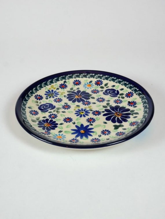 Jelzett, kézifestésű lengyel kerámia tányér